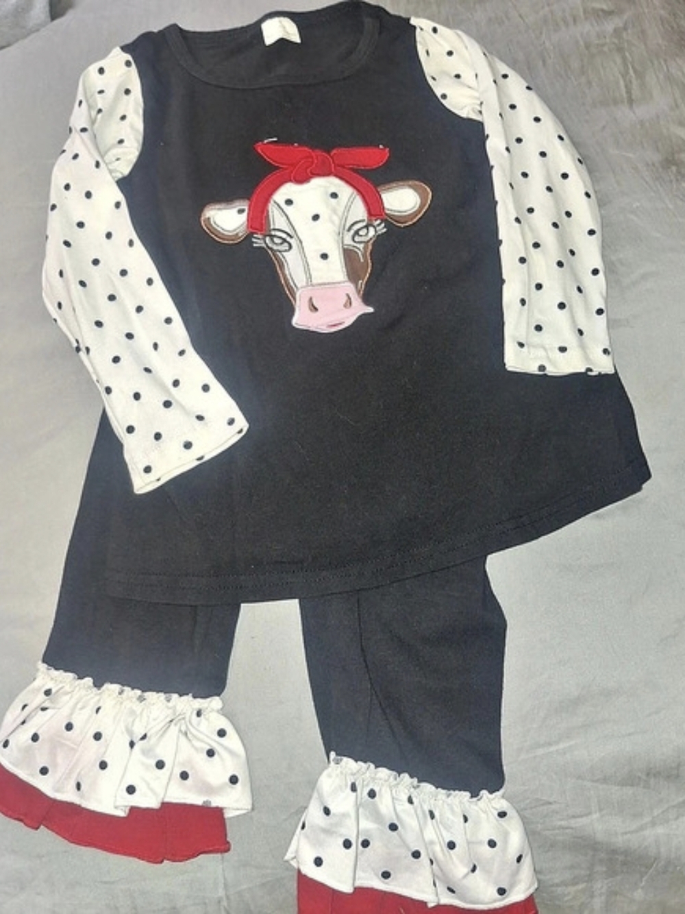 Kids Polka Dot Cow Print Matching Set